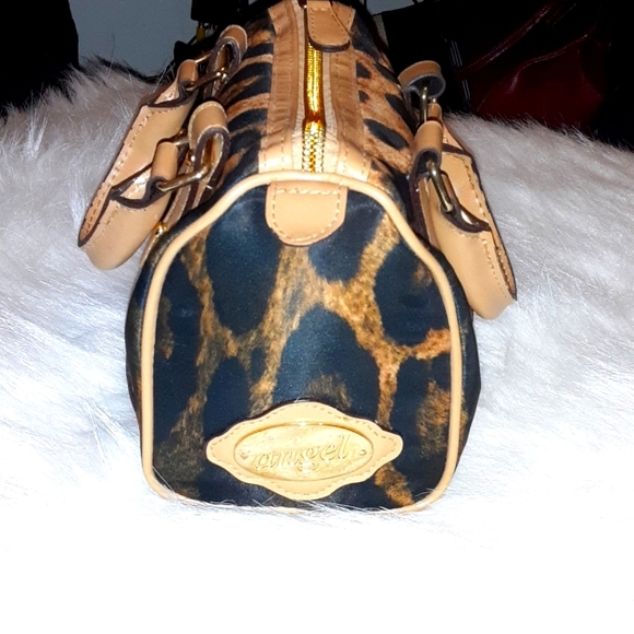 Victoria's Secret Handbags - Angel Victoria's Secret Animal Print Gold Nameplate Mini Handbag.